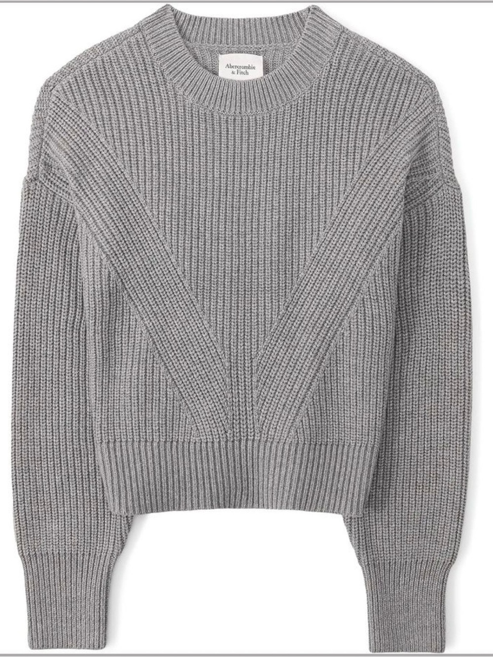 Abercrombie & Fitch Gray Ribbed Crewneck Sweater